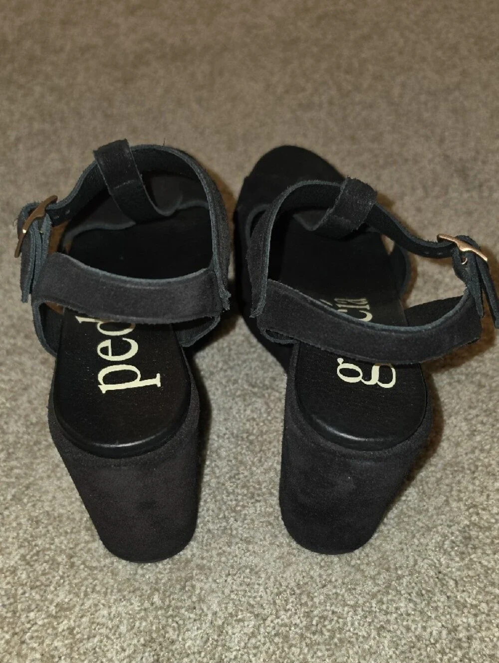 Pedro Garcia Black Suede Platform T-Strap Sandals